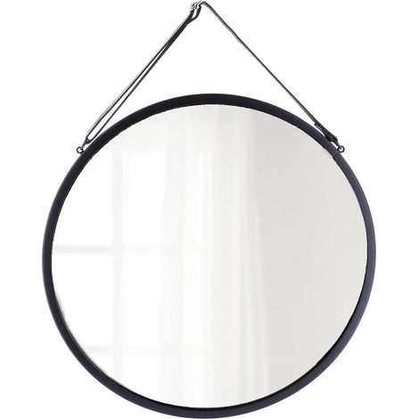 Miroir a suspendre metal diametre 38 cm - noir - Tendance