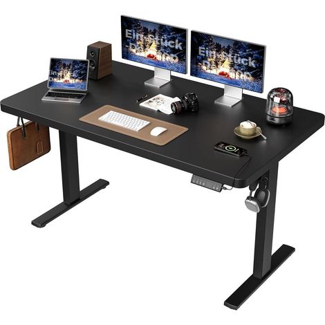 Schreibtisch höhenverstellbar 140x80cm Schwarz 140 x 80 cm Pro (1/5)