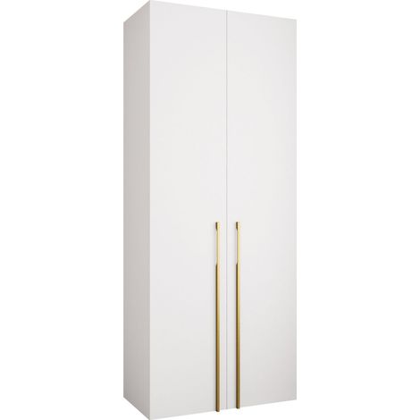 Armario Hartford 569, Blanco, 246x100x52cm, Puertas de armario: Con bisagras, Número de estantes: 8 (1/5)