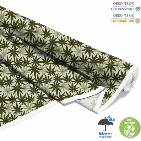 TESSUTI DECORATIVI PER ESTERNI OXFORD - Motivo foglie di cannabis verdi (1/5)