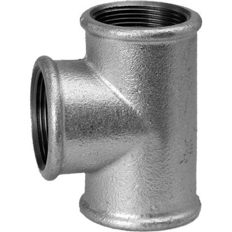 Hermann Schmidt Temperguss 130 T-Stück 13130065 DN 65, 2 1/2", egal, IG/IG/IG, verzinkt