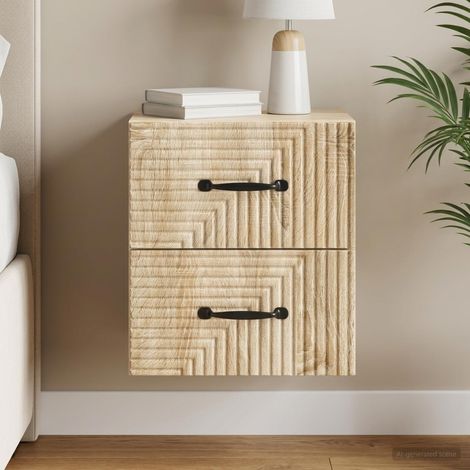 Table de chevet murale avec 2 tiroirs Chêne Sonoma 34,5 x 33 x 40 cm - PANGIVO (1/5)