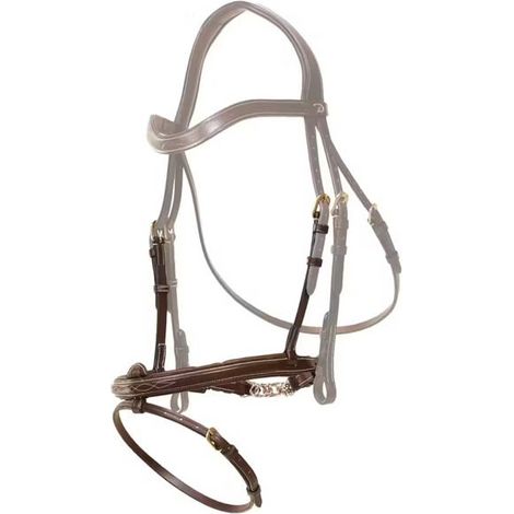 Noseband dyon flash ajustable cadena cuero marrón