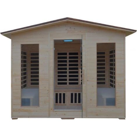 Sauna Infrarossi 4 posti, Tetto Tegole Canadesi, Cromoterapia 285x185cm H220cm Husba