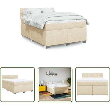 vidaXL Boxspringbett mit Matratze Creme 160x200 cm Stoff (1/5)
