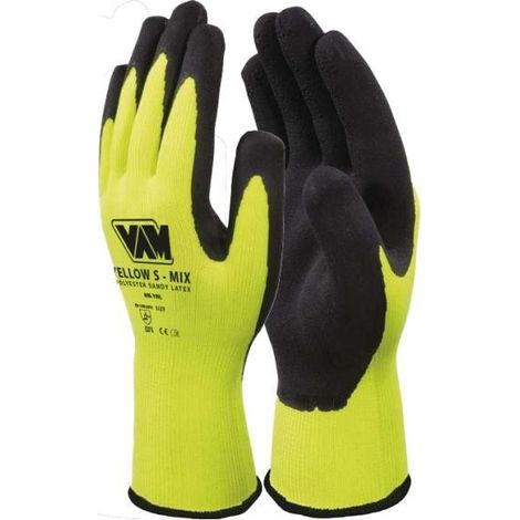 Guanti da lavoro Yellow Mix Spalmato in Lattice Sabbiato Nero/Giallo Fluo 2XL