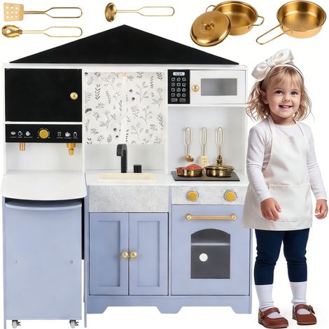 Cuisine enfant 90x60x105 cm avec accessoires MDF plastique blanc violet