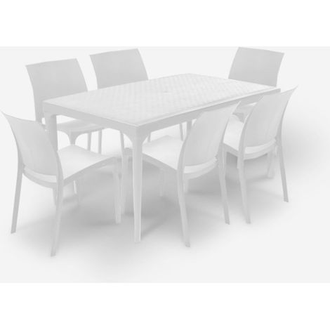Salon de jardin table 150x90cm 6 chaises blanches Sunrise Light (1/5)