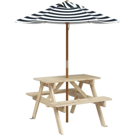 Table de pique-nique pour 4 enfants, avec parasol en bois de cèdre (1/5)