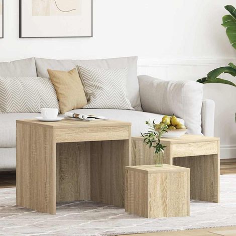 Tables gigognes 3 pcs-Table Basse-Table Salon Chêne sonoma Aggloméré 475280 (1/5)