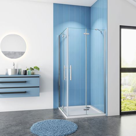 Aica 800x800x1850mm Frameless Hinge Bifold Shower Enclosure and Tray Waste (1/5)