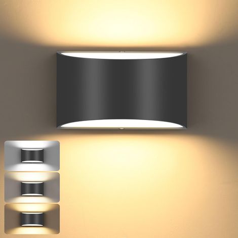 Moderne Wandleuchte, 14W dimmbare LED-Wandleuchte 3000K/4000K/6000K, Aluminium-Wandhalterung, Kabelanschluss, geeignet für Schlafzimmer, Nachttisch, Wohnzimmer, Flur (schwarz, 1 Stück).