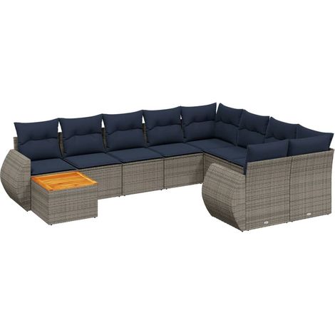 Maison Exclusive - 10-teiliges Gartensofa-Set mit Kissen, grau, P