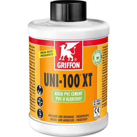 Colle PVC pression/evac. uni 100 XT - Griffon - Pot 1L avec pinceau