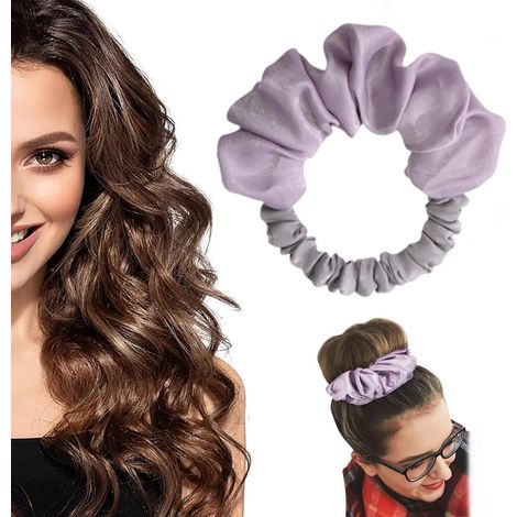 Boucles sans chaleur - Bandeau à friser - Chouchou rose pâle - Boucles sans chaleur - Fer à friser - Boucles sans chaleur pour cheveux longs - Chouchou violet (1/4)