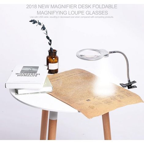 LENTE DI INGRANDIMENTO DA TAVOLO LAMPADA A LED 2X 5X FLESSIBILE CON PINZA CLIP