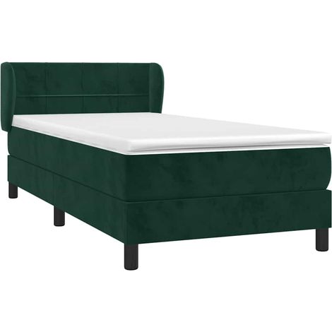 Box Spring Bed with Mattress Dark Green 80x200 cm Velvet vidaXL (1/4)