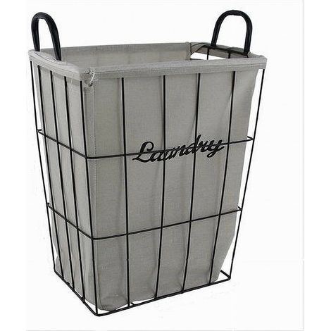 TRADE SHOP - Cesto Contenitore Porta Biancheria In Tessuto Struttura In Metallo Bagno 10633 - (1/2)