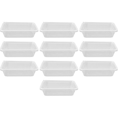 10 Pièces Barquettes Alimentaires Rectangulaires 650ML, Transparentes et Micro-ondables avec Couvercle (1/5)