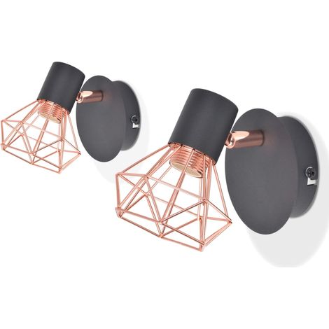 Wall Lamp 2 pcs E14 Black and Copper vidaXL
