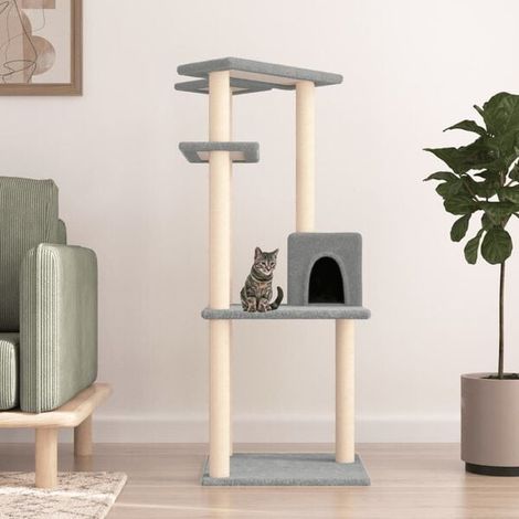 Arbre à chat en sisal gris clair, 123 cm (1/4)