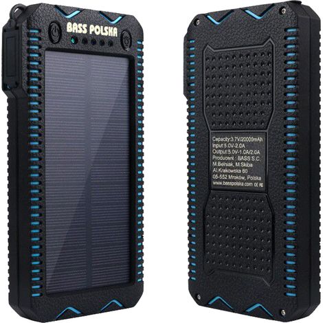 Solar-Powerbank mit Feuerzeug und LED-Taschenlampe, 10000 mAh (1/5)