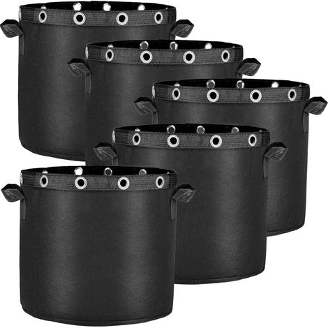 Lot de 5 sacs de plantation de 30 l en tissu non tissé pour plantation permanente, réutilisables, pour pommes de terre, fleurs, plantes, légumes (1/5)