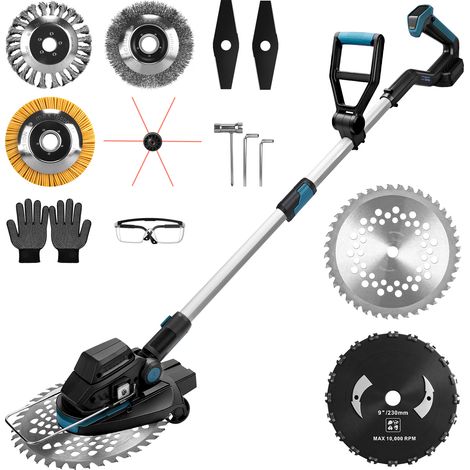 1200W 16800U/min Débroussailleuse Électrique Sans Balais Sans Fil Coupe Bordure à Roues Compatible avec Makita 21V(Sans Batterie) Tête Pivotante 90°Longueur Réglable 100-140cm 7 Types Lames Jusqu'à 30 (1/5)