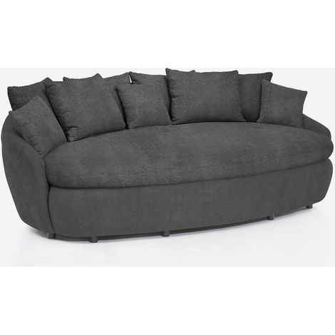 3-Sitzer Sofa ovales Design ohne Armlehnen graue Basis Zermatt - Anthrazit (1/4)