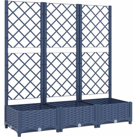 vidaXL Fioriera da Giardino e Graticcio Grigio Blu 120x40x121,5 cm PP
