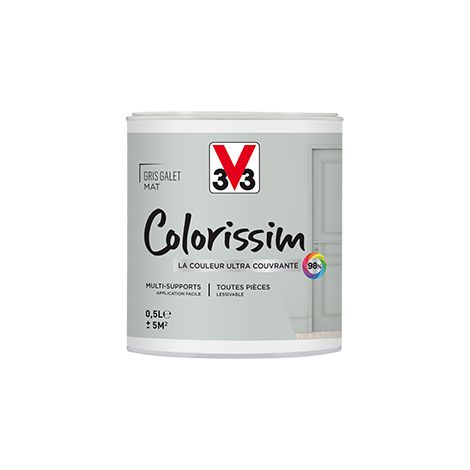 Peinture Multi-supports V33 Colorissim Mat Gris galet 0,5 L (1/4)
