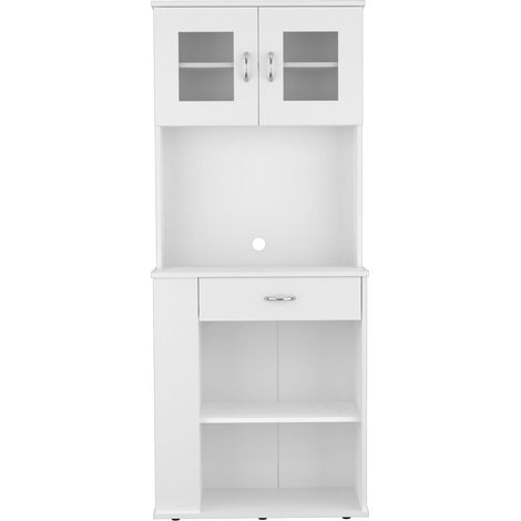 Alacena de Cocina para Microondas Capienza, con 1 Cajón y Armario de 2 Puertas , 169.92 cm  X 69.85 cm  X 34.79 cm  , Blanco (1/5)