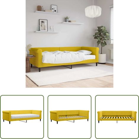 vidaXL Matratze - Tagesbett mit Matratze Gelb 90x200 cm Samt (1/5)