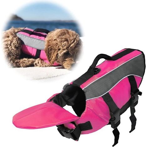Gilet de Sauvetage pour Chien - Lifesaver - Taille réglable - Rose - Flottant - Réfléchissant (1/4)