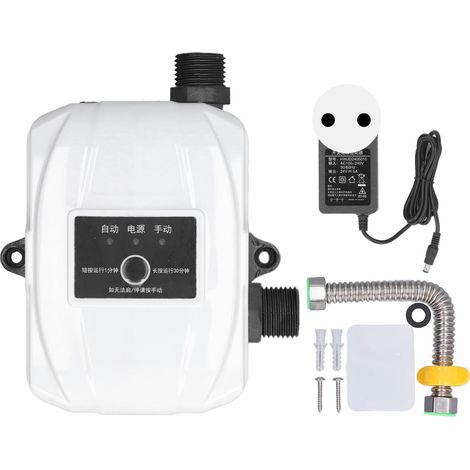 Pompe de surpression automatique 150W 24V, silencieuse et étanche, refoulement 20m pour douche et robinet, 100‑240V DN15, prise UE. (1/5)