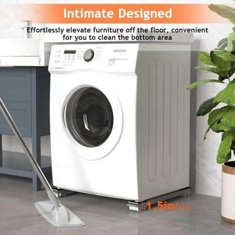 Lot de 2 Roulettes de Transport pour Lave-Linge Support jusqu 300 kg Avec Frein Gris (1/4)