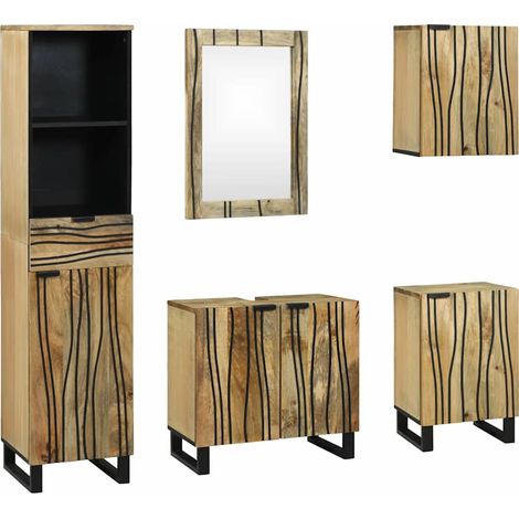 Badezimmermöbel-Set mit Schubladen 5 pcs Braun Holzwerkstoff (1/5)