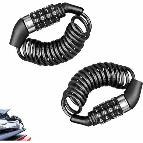 2 Pieces Antivol Casque Moto 150 cm Portable Helmet Lock Code à 4 Chiffres Cadenas Vélo Pour Vélos Motos s Trottinette ANTIVOL (1/5)