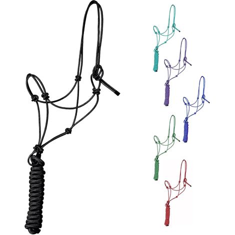 1 Licol Cheval, Corde Polyester 4 Nœuds, Laisse 3m, Équitation