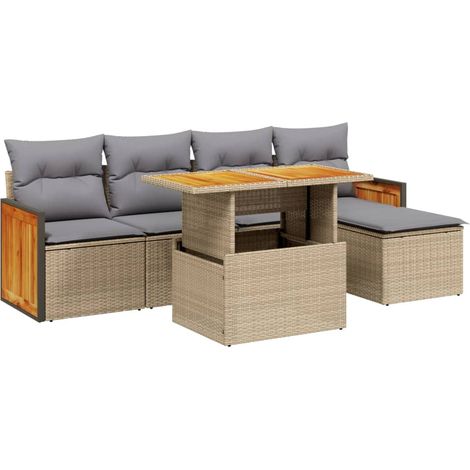 Maison Exclusive - Set Divano da Giardino 6 pz con Cuscini Beige in Polyrattan (1/3)