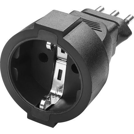 EU DE vers IT Travel Plug Adapter Type-L Schuko Adaptateur Secteur vers Italie Chili Maldives Uruguay Syrie Adaptateur de Prise, Noir (1/5)