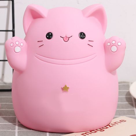 Tirelire chat mignon de dessin animé du fabricant - Épargne à sens unique, tirelire pour enfants, cadeau chat créatif et adorable, décoration intérieure, rose, petite taille (Épargne et retraits autor (1/5)