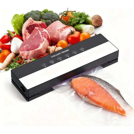 Machine Sous Vide Alimentaire 5 en 1, Appareil Sous Vide Alimentaire avec Mode Sec et Humide, Sacs Vide Inclus, Emballeur Sous Vide la Cuisine et la Conservation. (Black, 10 vacuum bags) (1/5)