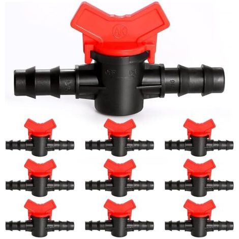Pair 10 Pièces 16mm Vanne Commutation d'Irrigation, Irrigation Pipe Valve Switch, Robinet Jardin en Plastique PE, Robinet Barbelé Double Mâle, pour L'irrigation des Pelouses de Jardin (1/5)