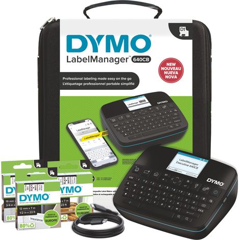 Etichettatrice Professionale DYMO LabelManager Executive 640CB con Tastiera QWERTZ, Batteria agli Ioni di Litio, connettivit� Bluetooth e nastri D1 fino a 24mm (1/2)