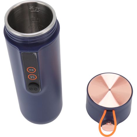 Gobelet chauffant pour voiture 460ml, acier inoxydable, bleu foncé, chauffe-eau 12V/24V allume-cigare (1/5)