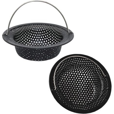 Lot de 2 filtres d'évier de Cuisine en Acier Inoxydable pour évier de Cuisine, évier, Tamis Anti-Obstruction(Noir) (1/5)