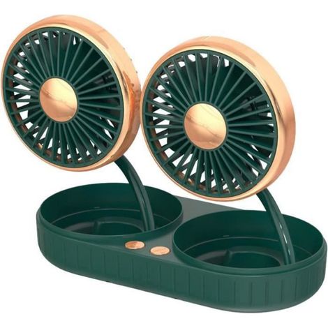 Ventilateurs USB à double tête - Ventilateur de voiture électrique de bureau de tableau de bord rotatif à 360 degrés  Ventil[1033] (1/4)