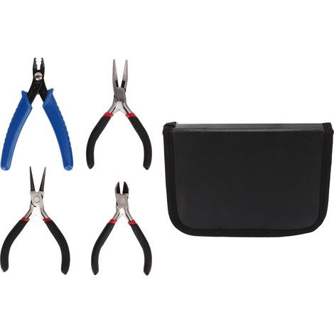 Ensemble de 4 Pinces pour Bijoux : Pince Ronde, Pince à Bec Fin, Trousse de Rangement pour DIY et Créations Artisanales (1/5)