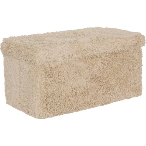 Pouf Duvia rectangulaire pliable 38x76cm beige - Atmosphera créateur d'intérieur (1/4)